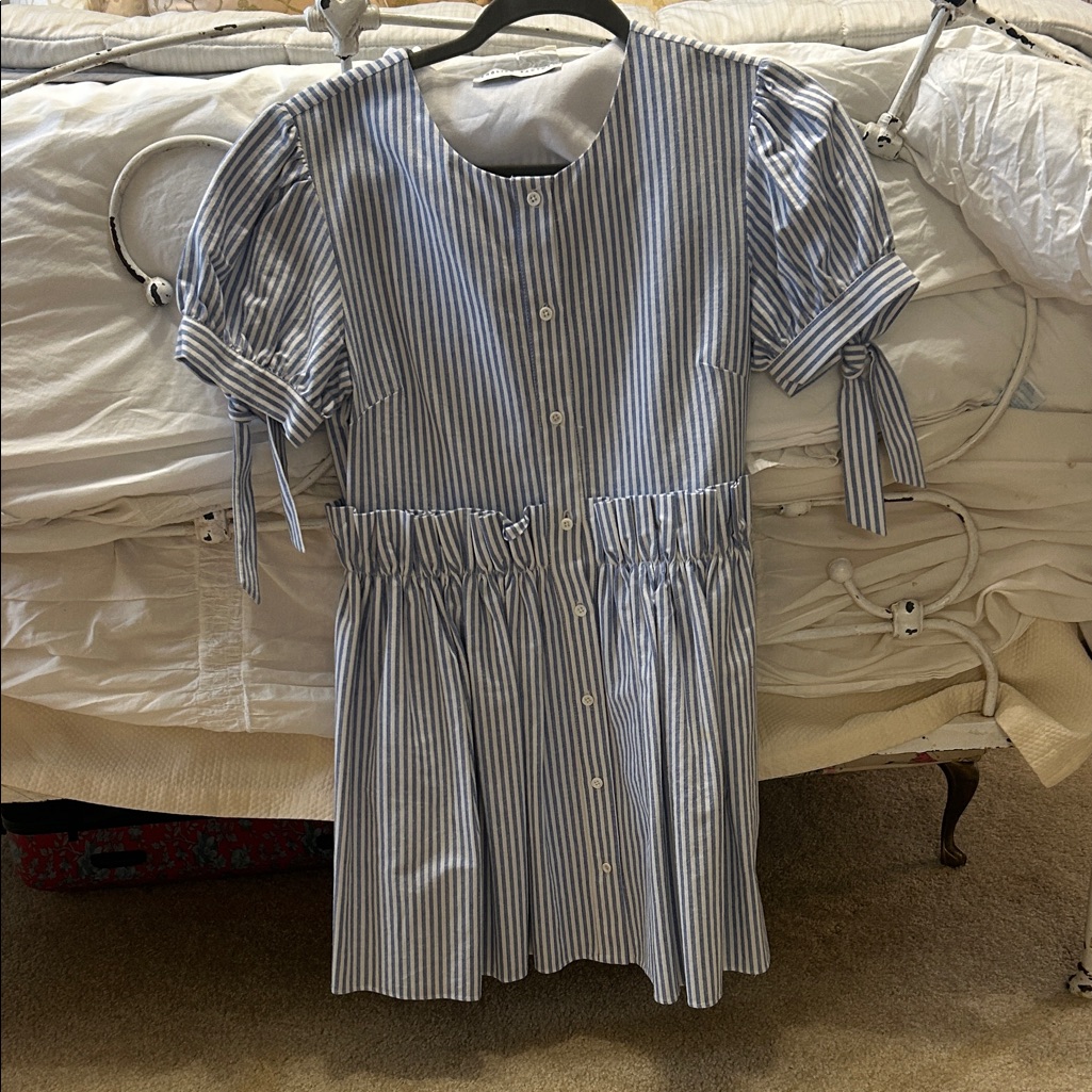 English Factory Blue And White Striped Dress